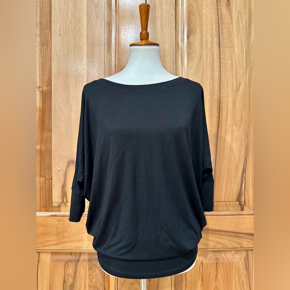 Heimious - LA - Black Jersey Knit Modal 3/4 Dolman-Sleeve Top - EUC - L